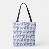 Koraalafdruk blauw en wit zee tote bag (Achterkant)