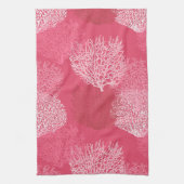 Koraalafdruk, schaduwen van koraalroze keuken naar theedoek (Verticaal)