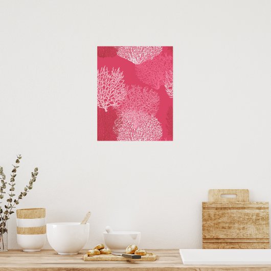 Koraalafdrukken voor ventilatoren, schaduwen van k poster (Keuken)