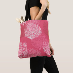 Koraalafdrukken voor ventilatoren, schaduwen van k tote bag