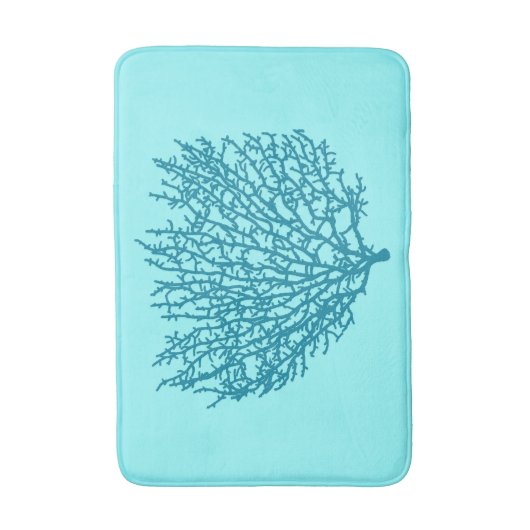 Koraalafdrukken voor ventilatoren, Turquoise op aq Badmat (Voorkant Verticaal)