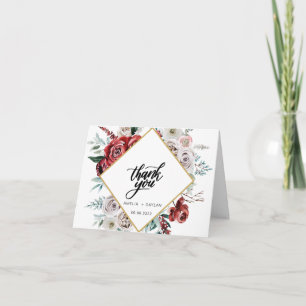 Koraalamanddel moderne Waterverf - Floral Wedding  Bedankkaart