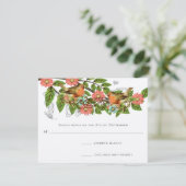 Koraalappel Aqua Vintage Vogels Trouw Uitnodiging (Staand voorkant)