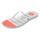 Koraalbeige strepen - Cute Nautical Anchor Monogra Teenslippers (Schuin)