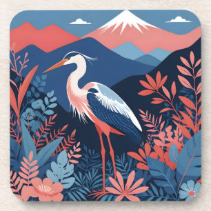 koraalberg reiger coaster bier onderzetter