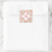 Koraalbijkantoren met Seashells Monogram Vierkante Sticker (Tas)