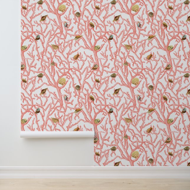 Koraalbijkantoren Zeeshells Kustkust Behang (Applicatie)