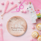  koraalblad met bloeiende herfstbruiloft papieren bordje (Feest)