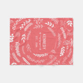 Koraalbladeren Floral Monogram Patroon Fleece Deken (Voorkant (Horizontaal))