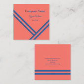 Koraalblauw Diagonaal Stripes Modern grafisch ontw Vierkante Visitekaartje (Voorkant / Achterkant)