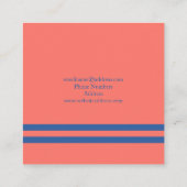 Koraalblauw Diagonaal Stripes Modern grafisch ontw Vierkante Visitekaartje (Achterkant)