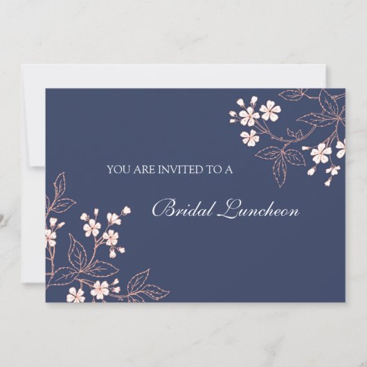 Koraalblauw Floral Bridal Lunch Invitation Cards Kaart (Voorkant)