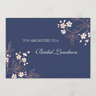 Koraalblauw Floral Bridal Lunch Invitation Cards Kaart