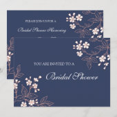Koraalblauw Floral Bridal Shower Kaart (Voorkant / Achterkant)
