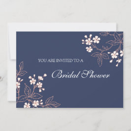 Koraalblauw Floral Bridal Shower Kaart