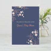 Koraalblauw Floral Custom Baby Shower Invitaties Kaart (Staand voorkant)