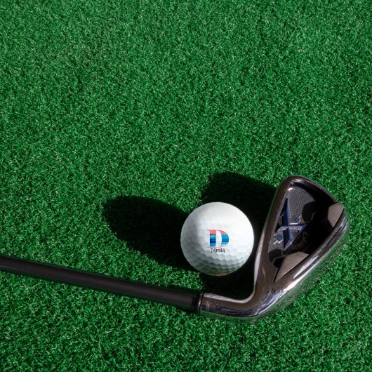 Koraalblauw leuk geborduurde initiaal D Golfballen