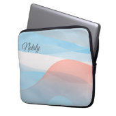 Koraalblauw minimalist met naam Electronics Bag Laptop Sleeve (Voorkant Links)