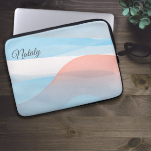 Koraalblauw minimalist met naam Electronics Bag Laptop Sleeve