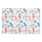 Koraalblauw nautisch monogram kussensloop (Achterkant)