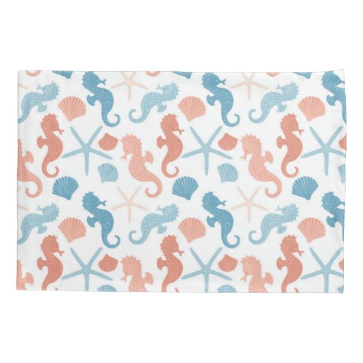 Koraalblauw nautisch monogram kussensloop (Achterkant)