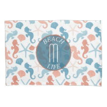 Koraalblauw nautisch monogram