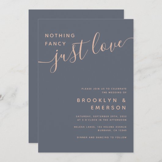 Koraalblauw Niets Fancy gewoon Liefde Casual bruil Kaart (Voorkant / Achterkant)