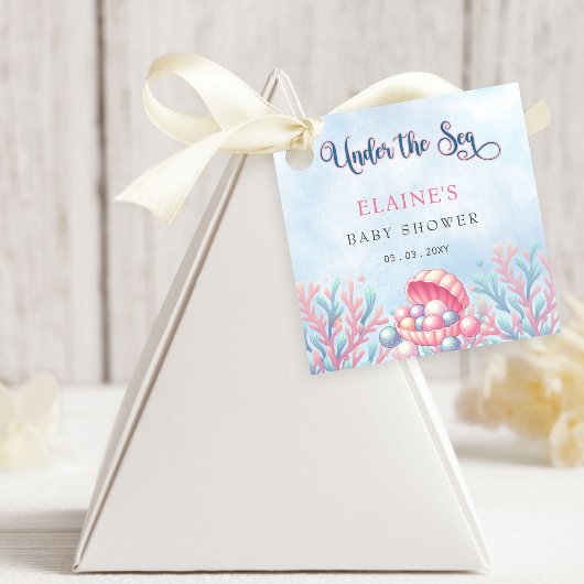 Koraalblauw onder het Zee Marine Life Baby shower Bedankjes Labels