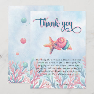 Koraalblauw onder het Zee Marine Life Baby shower Bedankkaart