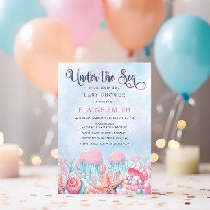 Koraalblauw onder het Zee Marine Life Baby shower Kaart