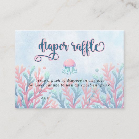 Koraalblauw onder het Zee Marine Life Diaper Raffl Informatiekaartje (Voorkant)
