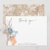 koraalblauw romantisch floreel dank u voor Kaart Notitiekaartje (Voorkant / Achterkant)