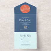 Koraalblauwe bruiloft in één uitnodiging (Binnen)