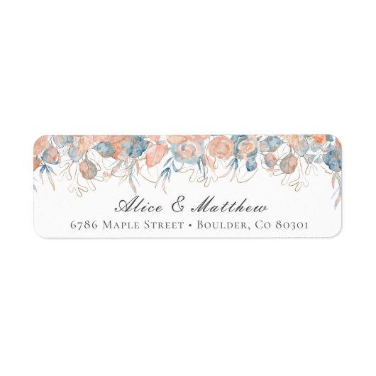 koraalblauwe kustveiling Return Address Label (Voorkant)