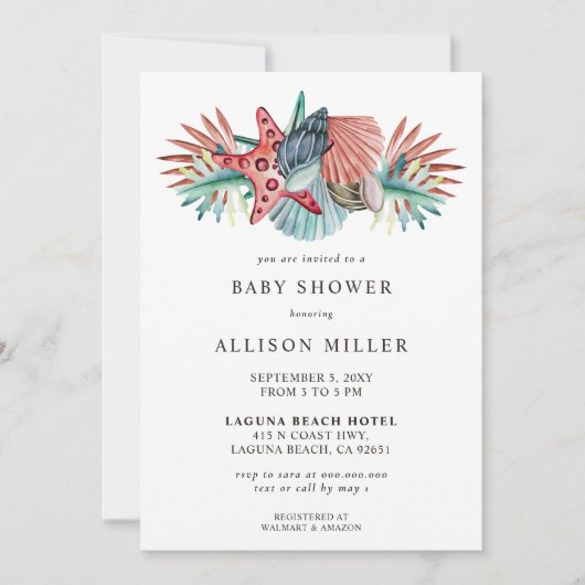 Koraalblauwe staartvis Zeeshells doorsnede Baby sh Kaart (Voorkant)