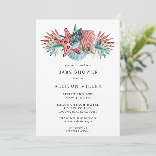 Koraalblauwe staartvis Zeeshells doorsnede Baby sh Kaart (Staand voorkant)