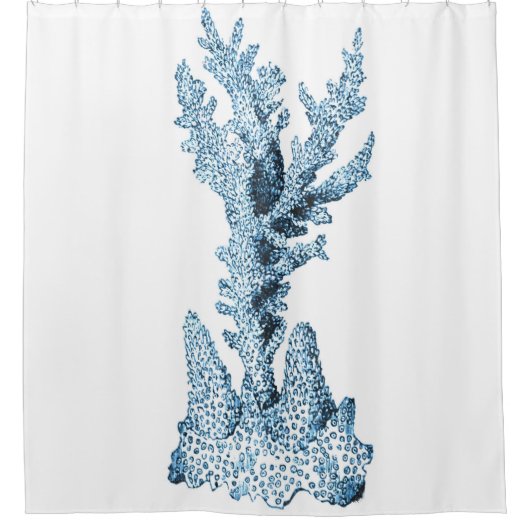 Koraalblauwe waterverf van de kustoceaan douchegordijn (Voorkant)