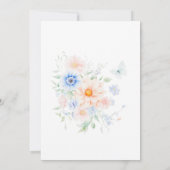 Koraalblauwe Wilde Bloem Bruidsfeest Uitnodiging  (Achterkant)