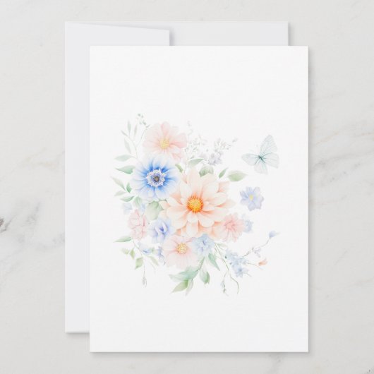 Koraalblauwe Wilde Bloem Bruidsfeest Uitnodiging  (Achterkant)