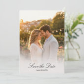 Koraalblauwe Wilde Bloem Foto Save the Date (Staand voorkant)