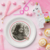 Koraalbloem foto verjaardag papieren bordje (Feest)