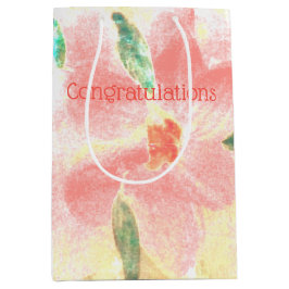 Koraalbloem met geel medium cadeauzakje