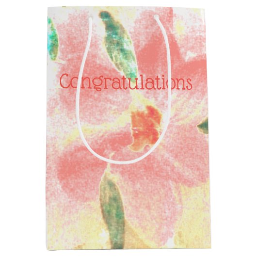 Koraalbloem met geel medium cadeauzakje (Voorkant)