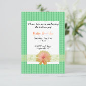 Koraalbloemen en diamanten uitnodiging (Staand voorkant)