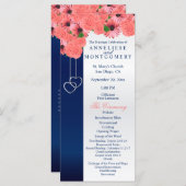 Koraalbloemen en marineblauw - programma programmakaart (Voorkant / Achterkant)