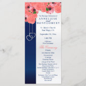 Koraalbloemen en marineblauw - programma programmakaart (Voorkant)