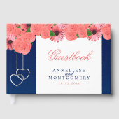Koraalbloemen en Navy Blue Gastenboek (Voorkant)
