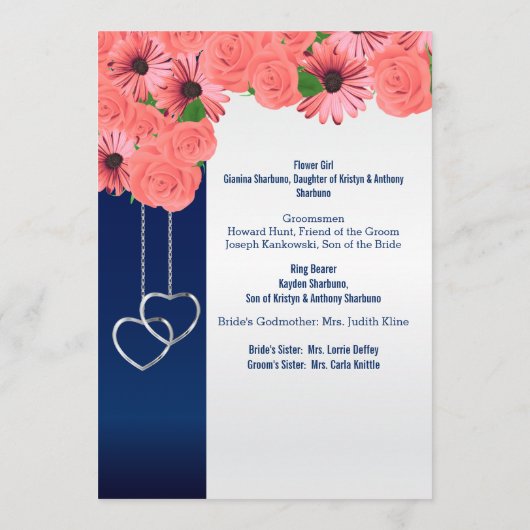 Koraalbloemen en Navy Blue - Programma Programmakaart (Achterkant)