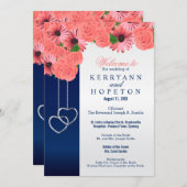 Koraalbloemen en Navy Blue - Programma Programmakaart (Voorkant / Achterkant)