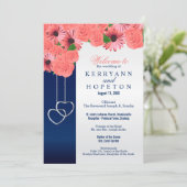 Koraalbloemen en Navy Blue - Programma Programmakaart (Staand voorkant)